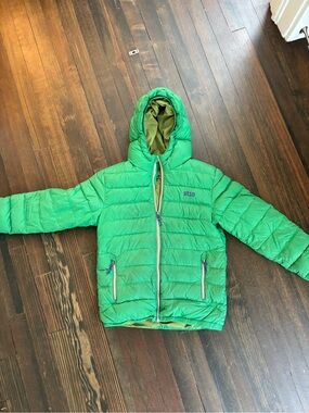 Stio Bright Green Kids Hooded Puffer Jacket